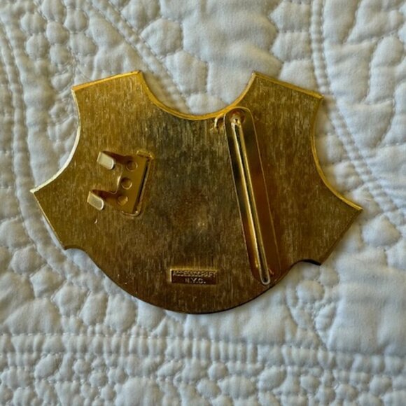 Vintage ACCESSOCRAFT NYC Gold Eagle Naval-style Statement Shield buckle belt